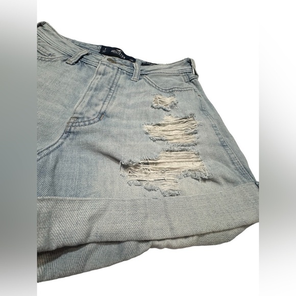 Hollister High Rise Boyfriend Distressed Denim Jean Shorts Women’s W 25 Size 1 - Picture 6 of 12